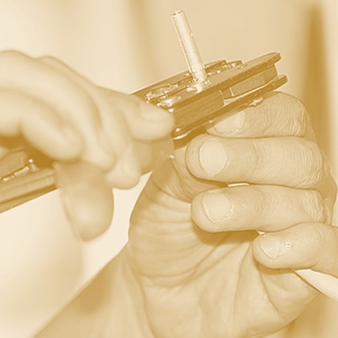 Technician terminating structured cabling